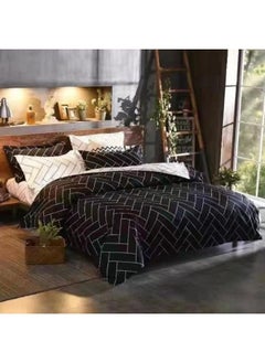 AL RAID King Sheets Set - Hotel Luxury Feel 6-Piece Bed Set Wrinkle & Fade Resistant Sheet & Pillow Case Set King Size (4 Pillowcases 1 Duvet Cover & 1 Fitted Sheet) Black and White 200x200 Cm  - Image 1