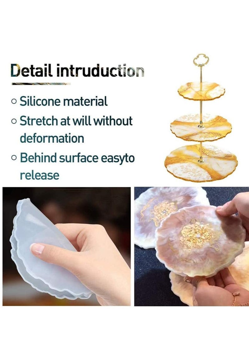 طقم عرض كعكة دائري ثلاث طبقات حامل طعام للحفلات سيرفيس حلوى بلاط أبيض بورسلين مع ملحقات جديدة - Image 2