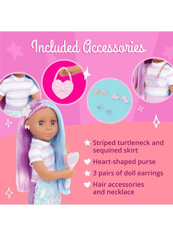 B. Toys 14-inch Fashion Doll Purple Eyes, Blue & Purple Hair - Image 3