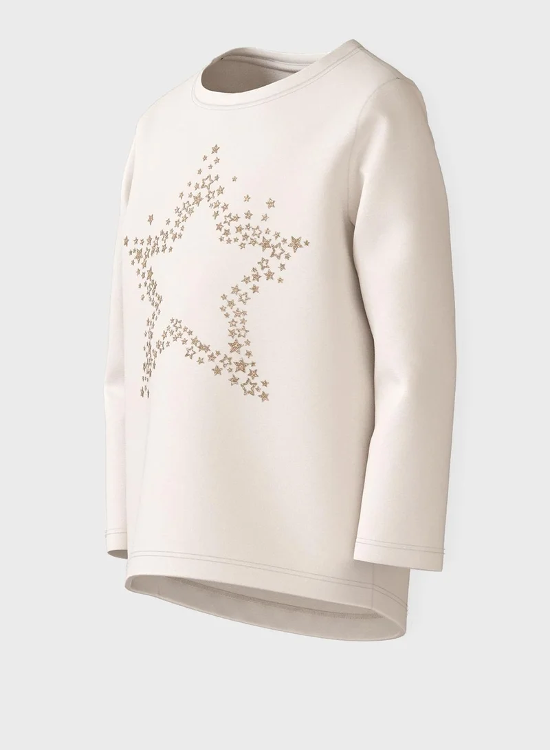 Name It White Kids Star Print Crew Neck T-Shirt for Women | Best Price UAE