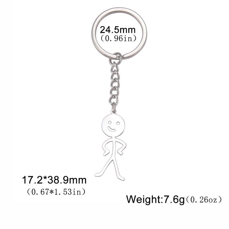 Funny Human Keychain: Silver Stainless Steel Compact Design - Durable Metal Accessory With Meme Elements for Unisex Everyday Use, Keys, Bags, Backpacks - Image 4