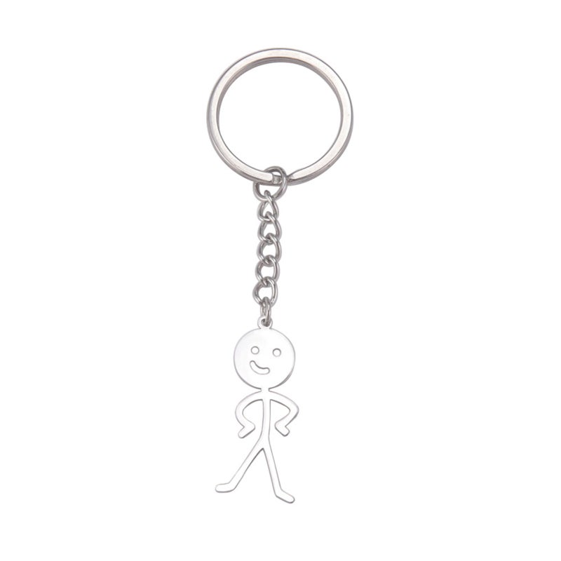 Funny Human Keychain: Silver Stainless Steel Compact Design - Durable Metal Accessory With Meme Elements for Unisex Everyday Use, Keys, Bags, Backpacks - Image 1