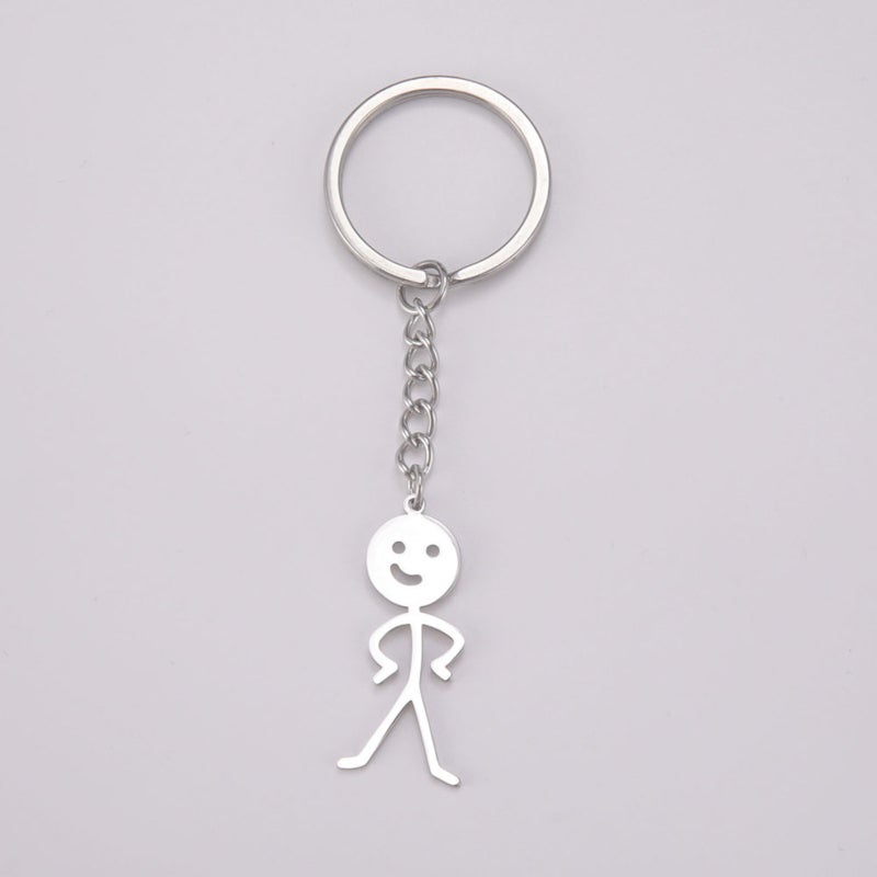 Funny Human Keychain: Silver Stainless Steel Compact Design - Durable Metal Accessory With Meme Elements for Unisex Everyday Use, Keys, Bags, Backpacks - Image 2