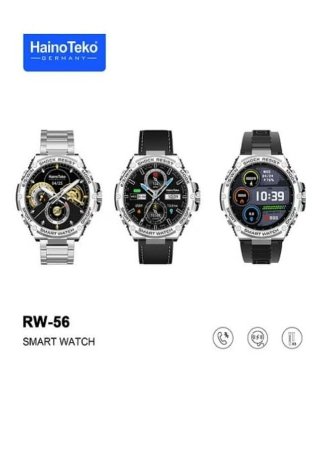 Haino Teko - RW 56 Round Screen Super Size AMOLED Display Smart Watch With 3 Pair Straps and Wireless Charger - Image 1