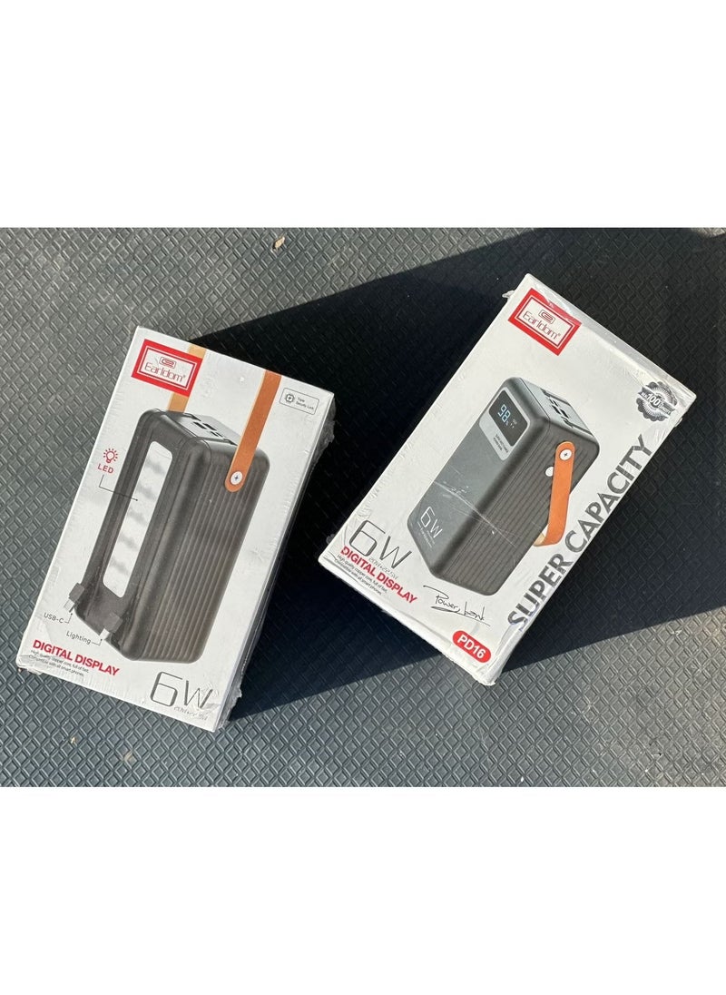 Earldom بنك الطاقة PD16 بسعة 60000mAh مع شاشة رقمية وأضواء LED | شاحن محمول عالي السعة مع 2 منفذ USB و 2 منفذ Type-C للهواتف والأجهزة اللوحية وأجهزة الكمبيوتر المحمولة والمزيد - Image 2