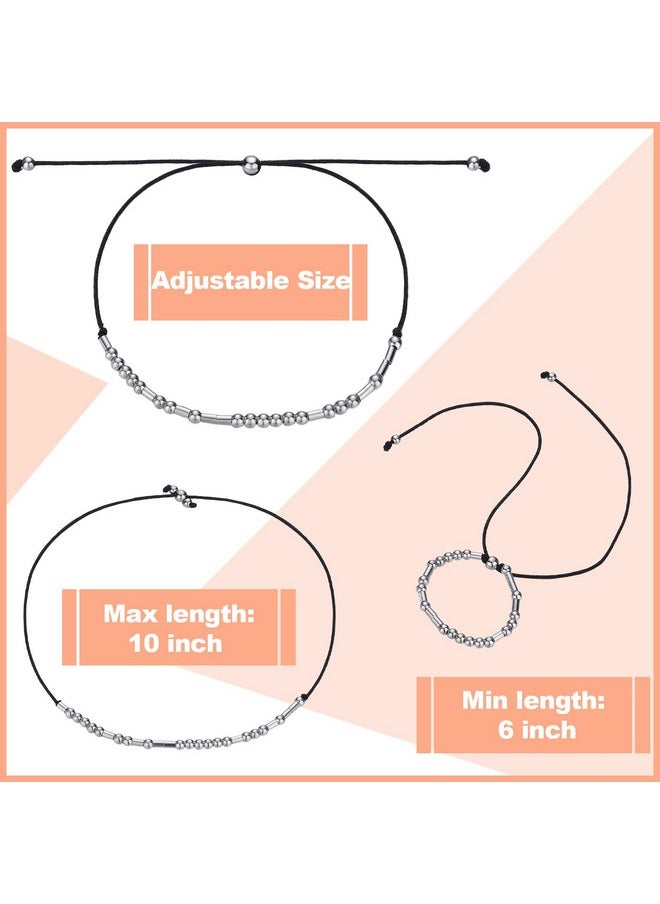 Batiyeer - 6 Pieces Inspirational Morse Code Bracelet Adjustable Silver Bracelets For Women Encouragement Gifts Teacher Sister Mom Teenager Daughter Birthday Christmas Graduation - Image 1
