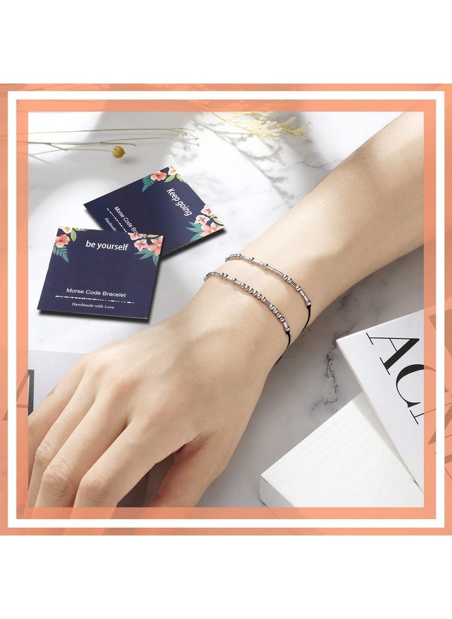 Batiyeer - 6 Pieces Inspirational Morse Code Bracelet Adjustable Silver Bracelets For Women Encouragement Gifts Teacher Sister Mom Teenager Daughter Birthday Christmas Graduation - Image 1