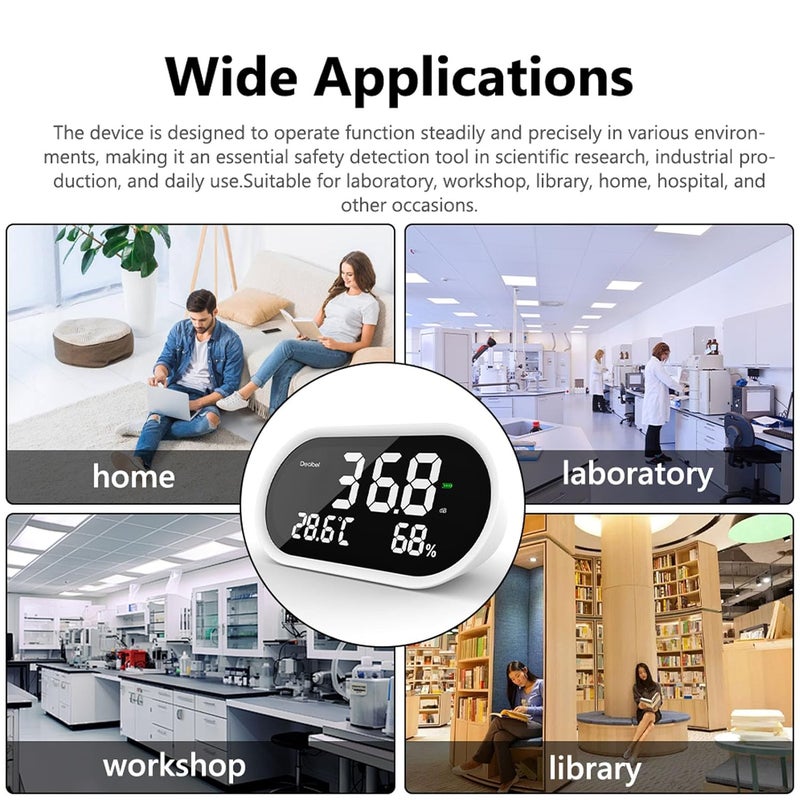 Digital Decibel Meter with Temperature Humidity LCD Display 30 130dB Rechargeable - Image 5