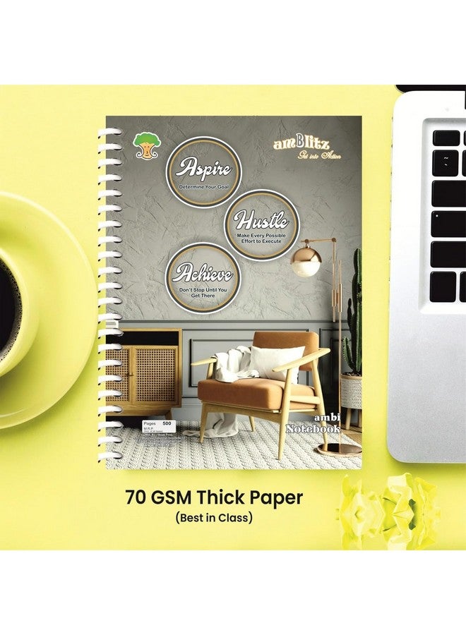 amblitz Spiral Notebook | UnRuled | 500 Pages | A4 Size - 21 X 29.7 CM | 70 GSM Thick Paper | Notebook for Student - Image 4
