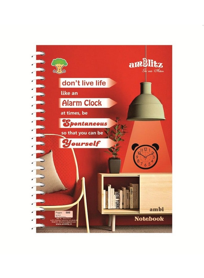 amblitz Spiral Notebook | UnRuled | 500 Pages | A4 Size - 21 X 29.7 CM | 70 GSM Thick Paper | Notebook for Student - Image 1