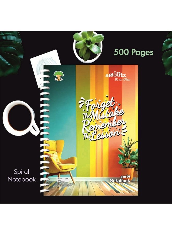 amblitz Spiral Notebook | UnRuled | 500 Pages | A4 Size - 21 X 29.7 CM | 70 GSM Thick Paper | Notebook for Student - Image 2