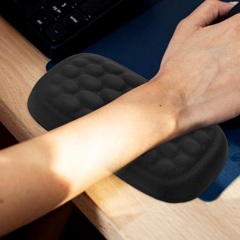 Ergonomic Memory Foam Keyboard Wrist Rest and Mouse Pad Single Hand Black for Office Gaming - Image 4