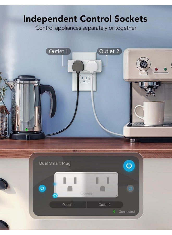 Govee Dual Smart Plug 2 Pack, 15A WiFi Bluetooth Outlet, Work with Alexa and Google Assistant, 2-in-1 Compact Design, Govee Home App Control Remotely with No Hub Required, Timer, FCC and ETL Certified - Image 4