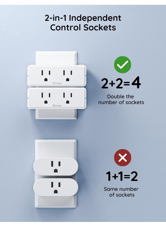 Govee Dual Smart Plug 2 Pack, 15A WiFi Bluetooth Outlet, Work with Alexa and Google Assistant, 2-in-1 Compact Design, Govee Home App Control Remotely with No Hub Required, Timer, FCC and ETL Certified - Image 3