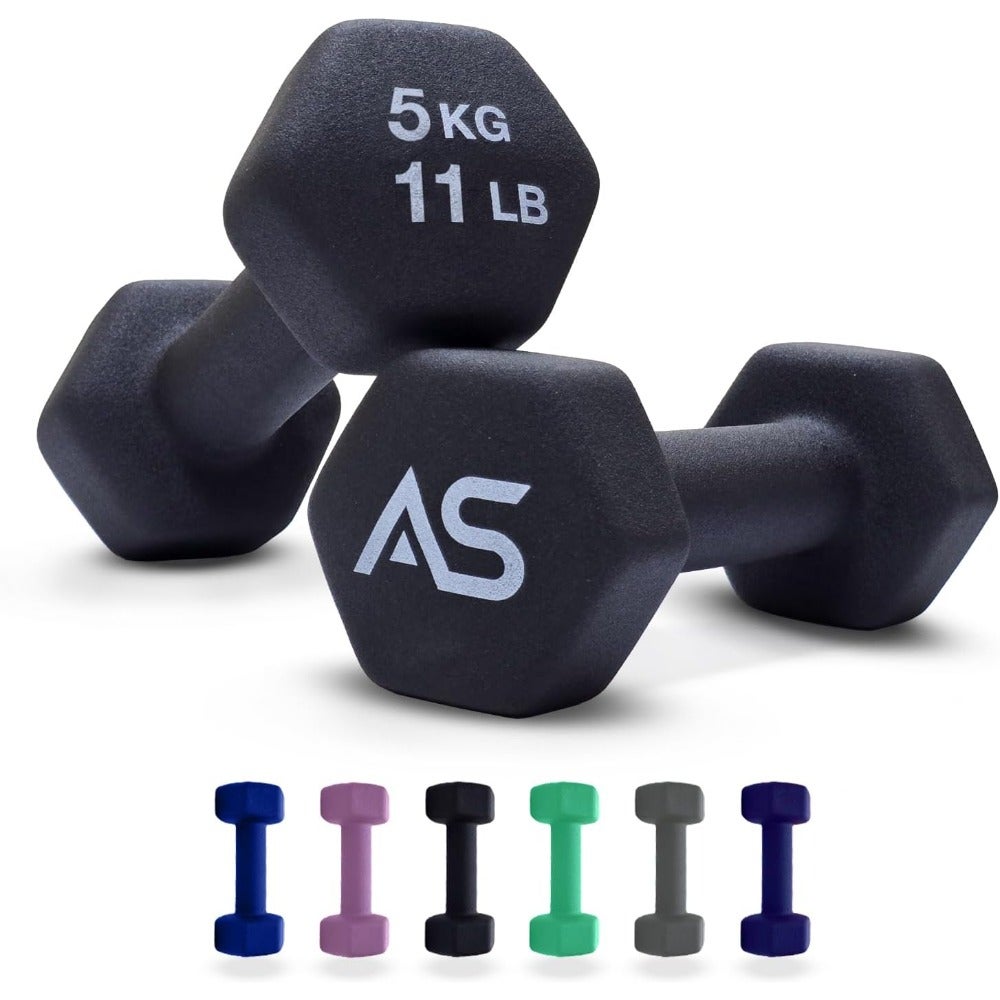 Neoprene Dumbbell Set For Home Gym Exercise - Anti Slip Fitness Equipment For Pilates, Cardio, Training - Anti Sweat Hex Dumbbells in 1Kg 2Kg 3Kg 4Kg 5Kg In Pair