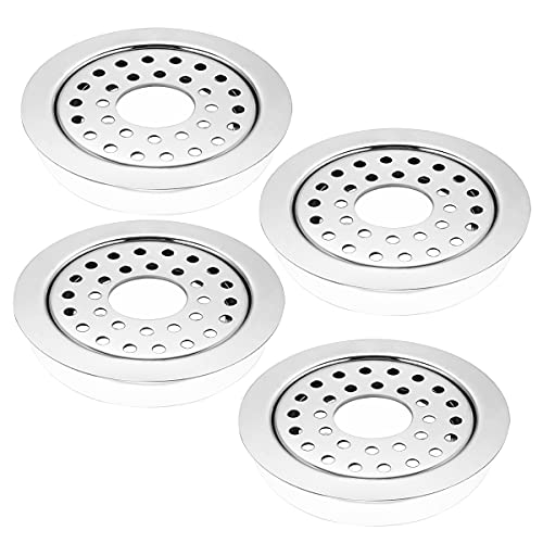 Ruhe® Flat Cut Floor Drainer/Jali | Premium Grade Stainless Steel Multi Ring Flat Cut Floor Drainer/Jali (with Hole) | (5 X 5 Inches) | (Pack of 4) - Image 1
