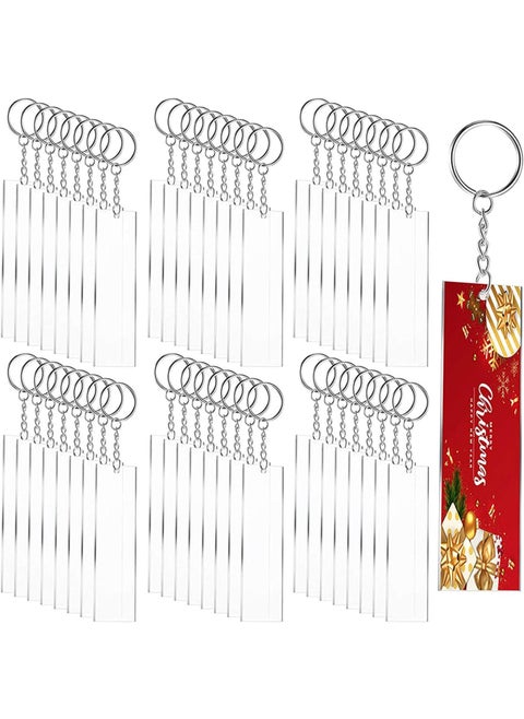 dophee 144Pcs Acrylic Keychain Blanks with Key Rings Rectangle Clear Discs Charms Transparent Circles Set for DIY Projects Crafts