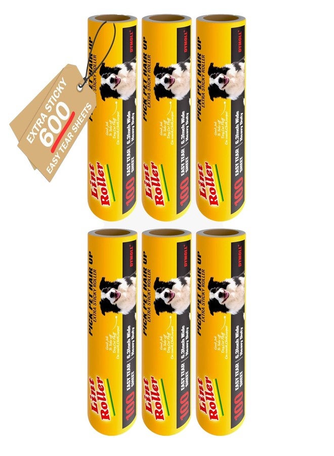 Dymoll 6.3" Large Surface Lint Roller Refills, Extra Sticky Roller for Clothing, Pet Hair, Furniture Cleaning, 6 Refills Total 600 Sheets - Image 1