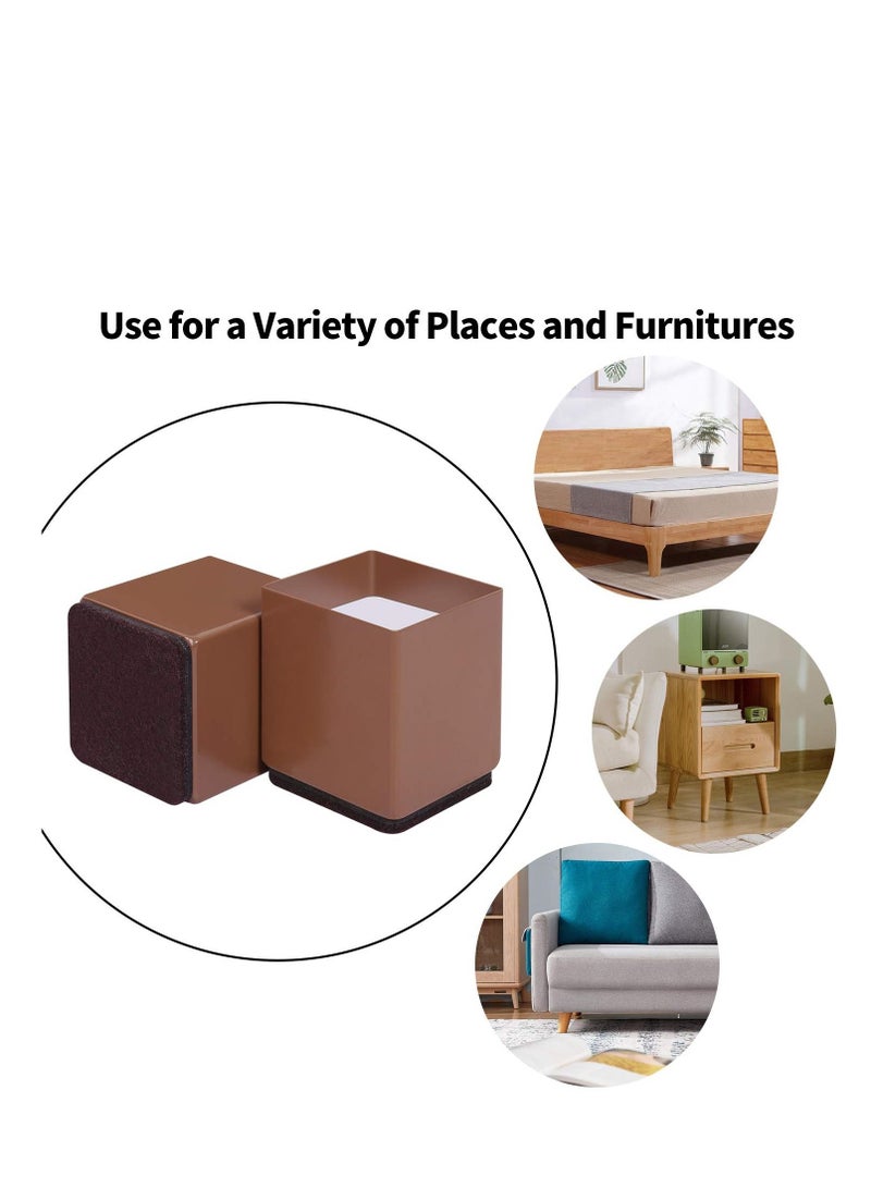 Generic Bed Risers Heavy Duty Furniture Risers For Sofa Table Couch Lift Height Of 2 Inches Bottom Pad Protect Floors Solid Steel Offer Strong Support Set Of 4 (Brown Square)  - Image 5