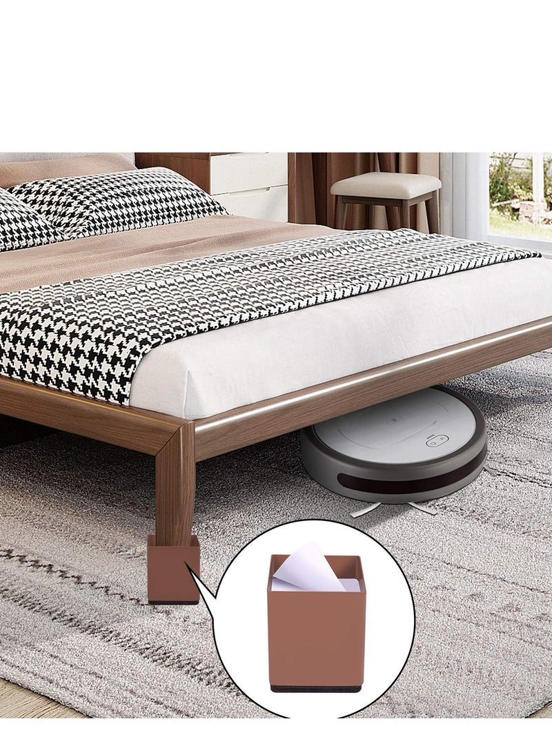 Generic Bed Risers Heavy Duty Furniture Risers For Sofa Table Couch Lift Height Of 2 Inches Bottom Pad Protect Floors Solid Steel Offer Strong Support Set Of 4 (Brown Square)  - Image 4