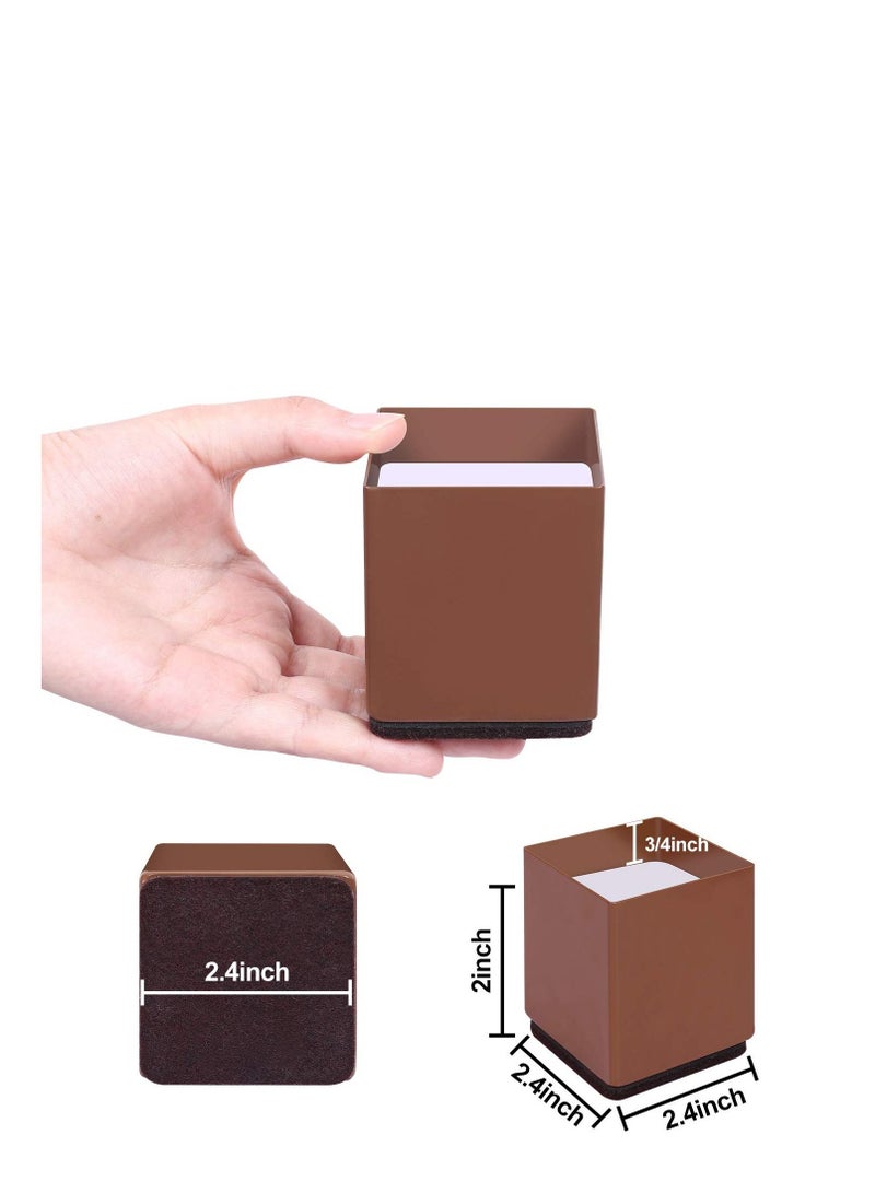 Generic Bed Risers Heavy Duty Furniture Risers For Sofa Table Couch Lift Height Of 2 Inches Bottom Pad Protect Floors Solid Steel Offer Strong Support Set Of 4 (Brown Square)  - Image 2