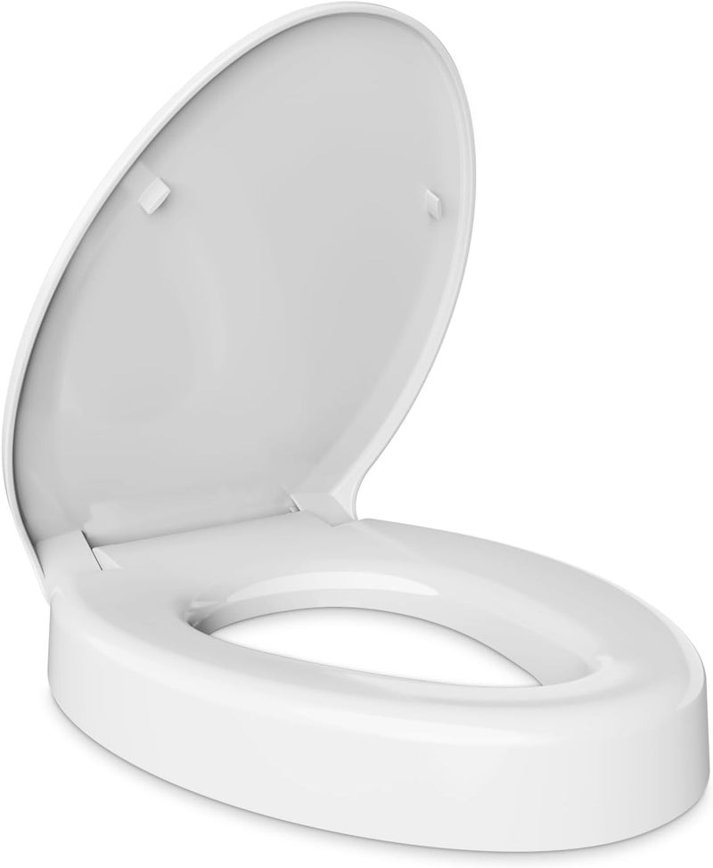 SAILTOK Elevated Toilet seat 3 inch, Elongated Toilet seat risers for Seniors, Slow Close, Heavy Duty, Never Loosen, Raised Toilet seat Elongated Bowl, White(18.5”) - Image 1