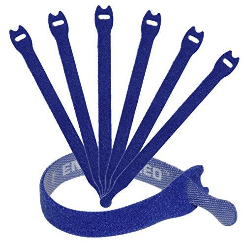 ENVISIONED Reusable Cable Ties 1/2" x 8" for Cable Management and Organizing Cords - 30 Pack Bundled with 2 Bonus Cinch Straps (Blue) - Image 1