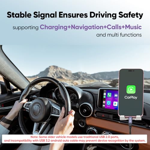 DteeDck Android Auto USB Cable 3FT, Car CarPlay Cord, USB Type C 3.2 Gen2 10Gbps Data Transfer, A-C 15W Fast Charging Replacement for iPhone 17/16/15 Google Pixel 9/8/7 Galaxy Series and More - Image 3