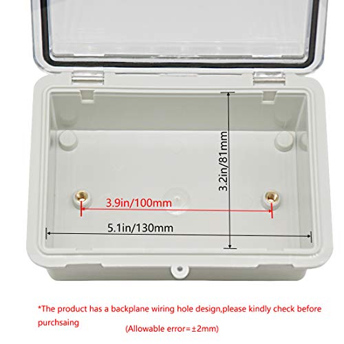 Zulkit Junction Box ABS Plastic Dustproof Waterproof IP65 Electrical Boxes Hinged Shell Outdoor Universal Project Enclosure Clear Cover with 2 Cable Glands 5.9 x 3.9 x 2.8 inch (150x100x70 mm) - Image 5