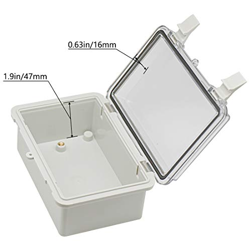 Zulkit Junction Box ABS Plastic Dustproof Waterproof IP65 Electrical Boxes Hinged Shell Outdoor Universal Project Enclosure Clear Cover with 2 Cable Glands 5.9 x 3.9 x 2.8 inch (150x100x70 mm) - Image 4