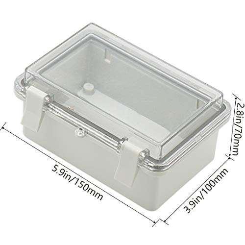 Zulkit Junction Box ABS Plastic Dustproof Waterproof IP65 Electrical Boxes Hinged Shell Outdoor Universal Project Enclosure Clear Cover with 2 Cable Glands 5.9 x 3.9 x 2.8 inch (150x100x70 mm) - Image 2