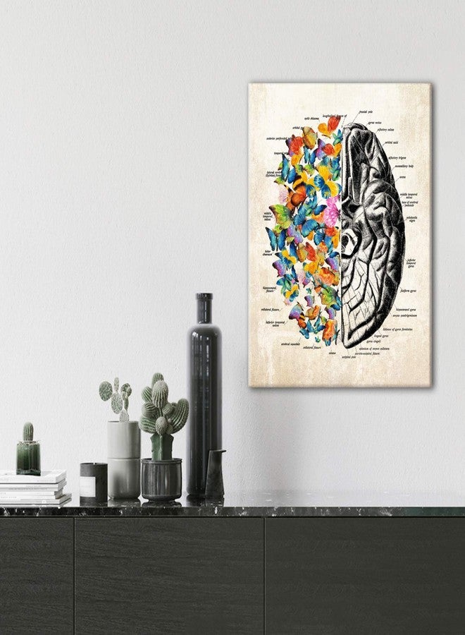 Hijie Anatomy Brain Canvas Wall Art for Doctor Office Decor, Gift for Medical School Graduation, Social Worker Graduation Gift, Occupational Therapist Gift, Psychological Doctor Gift Size 11.5 " X 15 " - Image 3