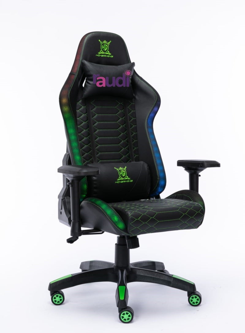 Raudi Gaming Chair with side RPG lighting Reclining , Black - Image 1