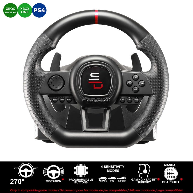 SUBSONIC Superdrive - GS650-X steering wheel with manual shifter, 3 pedals, and paddle shifters for Xbox Serie X/S, PS4, Xbox One (programmable for all games) - Image 3