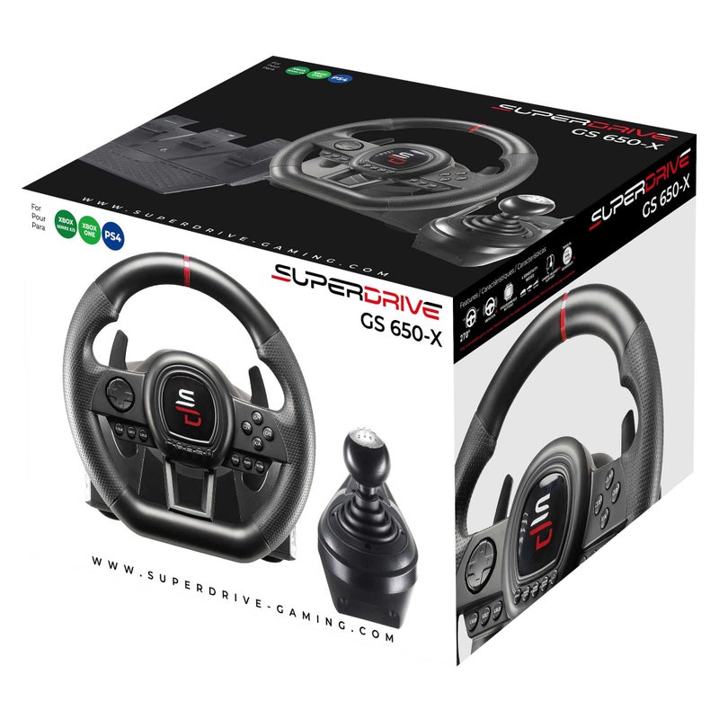 SUBSONIC Superdrive - GS650-X steering wheel with manual shifter, 3 pedals, and paddle shifters for Xbox Serie X/S, PS4, Xbox One (programmable for all games) - Image 5
