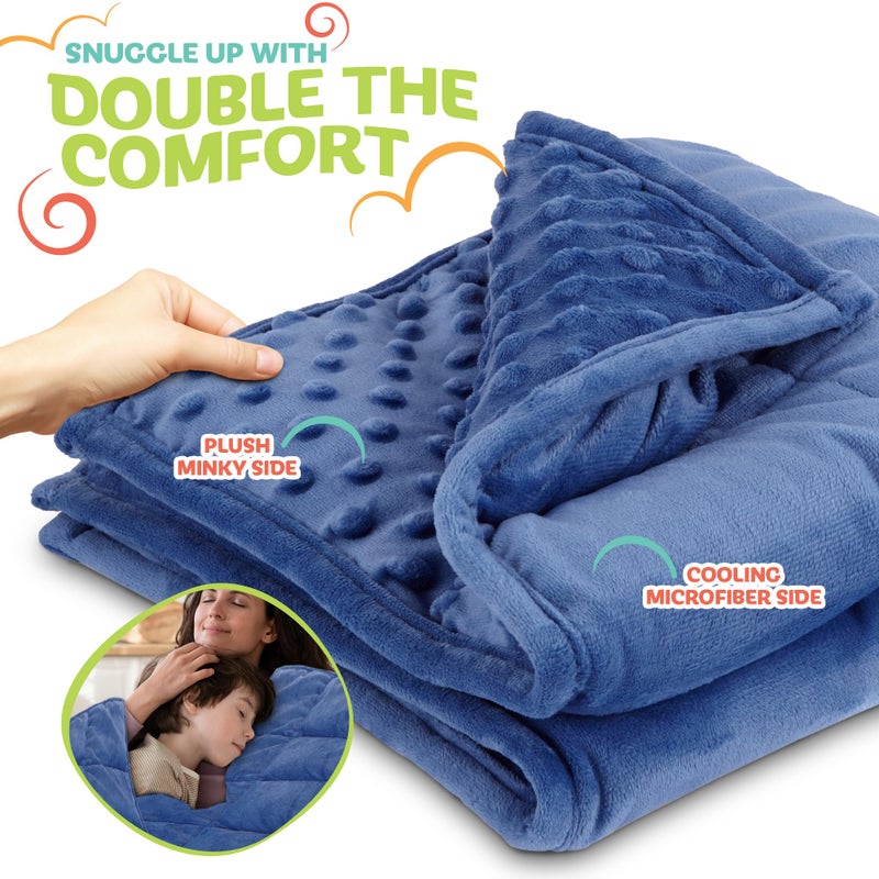 Kidaddle XL Weighted Blanket for Kids 5lb (Blue) 36x48 Inch, Plush Minky Kids Blanket with Travel Bag, Blanket for Ages 4 to 10 - Image 5