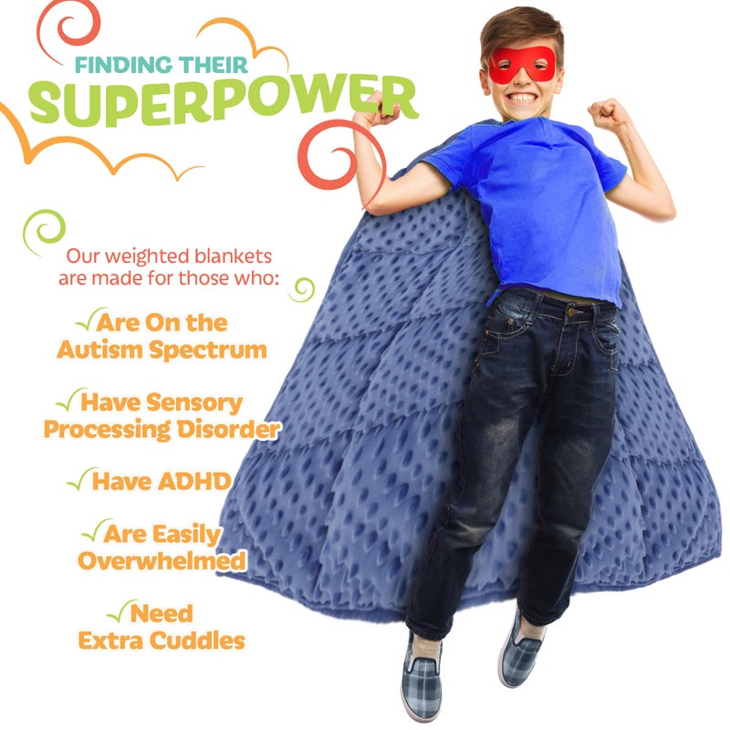 Kidaddle XL Weighted Blanket for Kids 5lb (Blue) 36x48 Inch, Plush Minky Kids Blanket with Travel Bag, Blanket for Ages 4 to 10 - Image 4