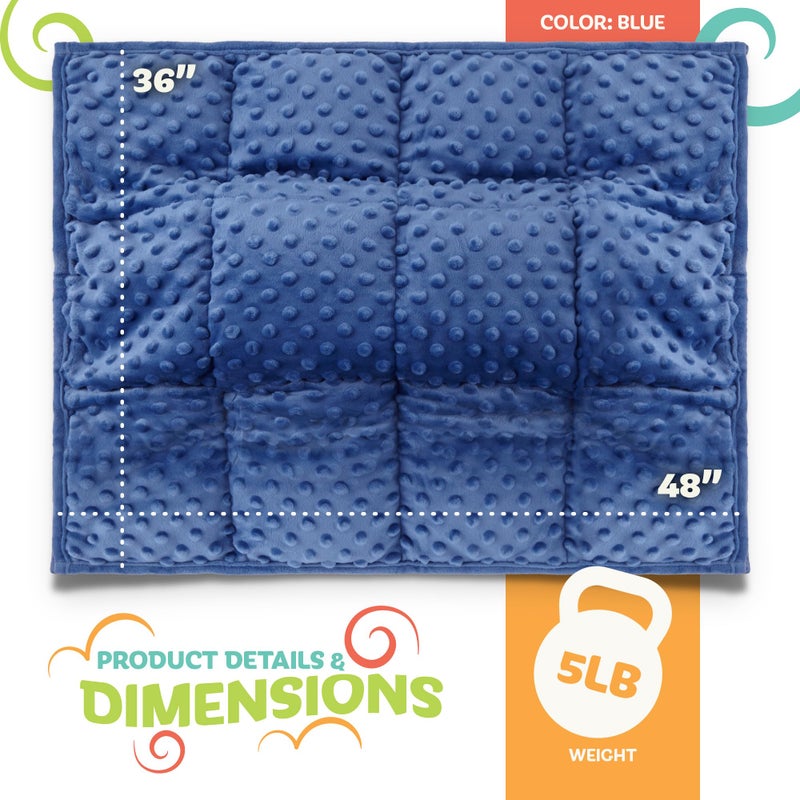 Kidaddle XL Weighted Blanket for Kids 5lb (Blue) 36x48 Inch, Plush Minky Kids Blanket with Travel Bag, Blanket for Ages 4 to 10 - Image 2