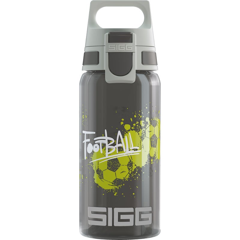 SIGG - Kids Water Bottle - Viva One Football Tag - Suitable For Carbonated Beverages - Leakproof - Dishwasher Safe - BPA Free - Sports & Bike - Grey - 17 Oz - Image 1