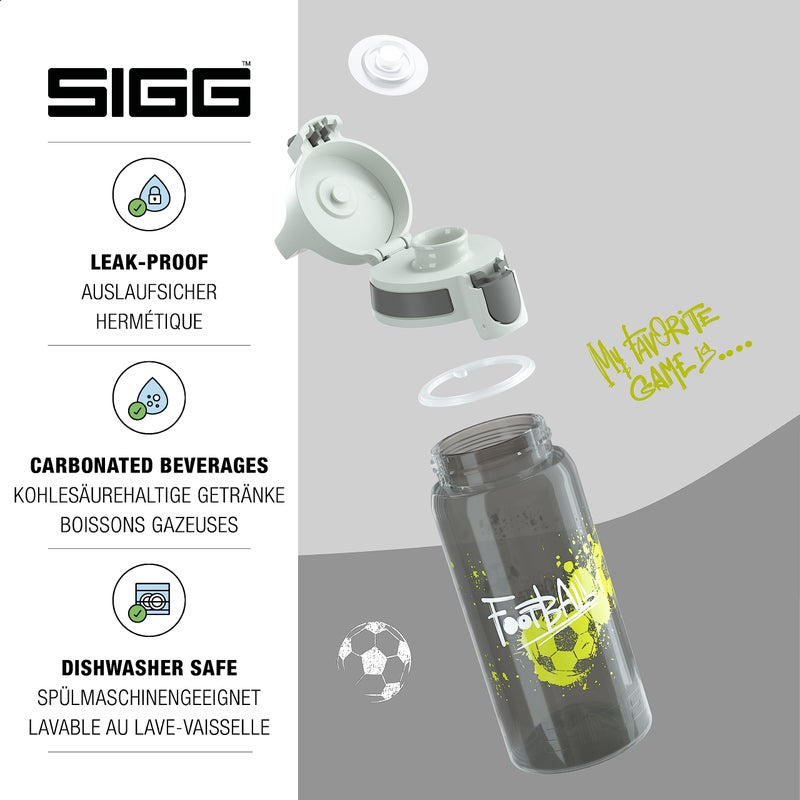 SIGG - Kids Water Bottle - Viva One Football Tag - Suitable For Carbonated Beverages - Leakproof - Dishwasher Safe - BPA Free - Sports & Bike - Grey - 17 Oz - Image 4