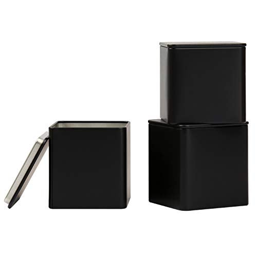 Tianhui Square Tin Can Empty Cube Steel Box Storage Container kit 65mm Series for Treats, Gifts, Favors, Loose Tea, Coffee and Crafts, Black, 3S - Image 1