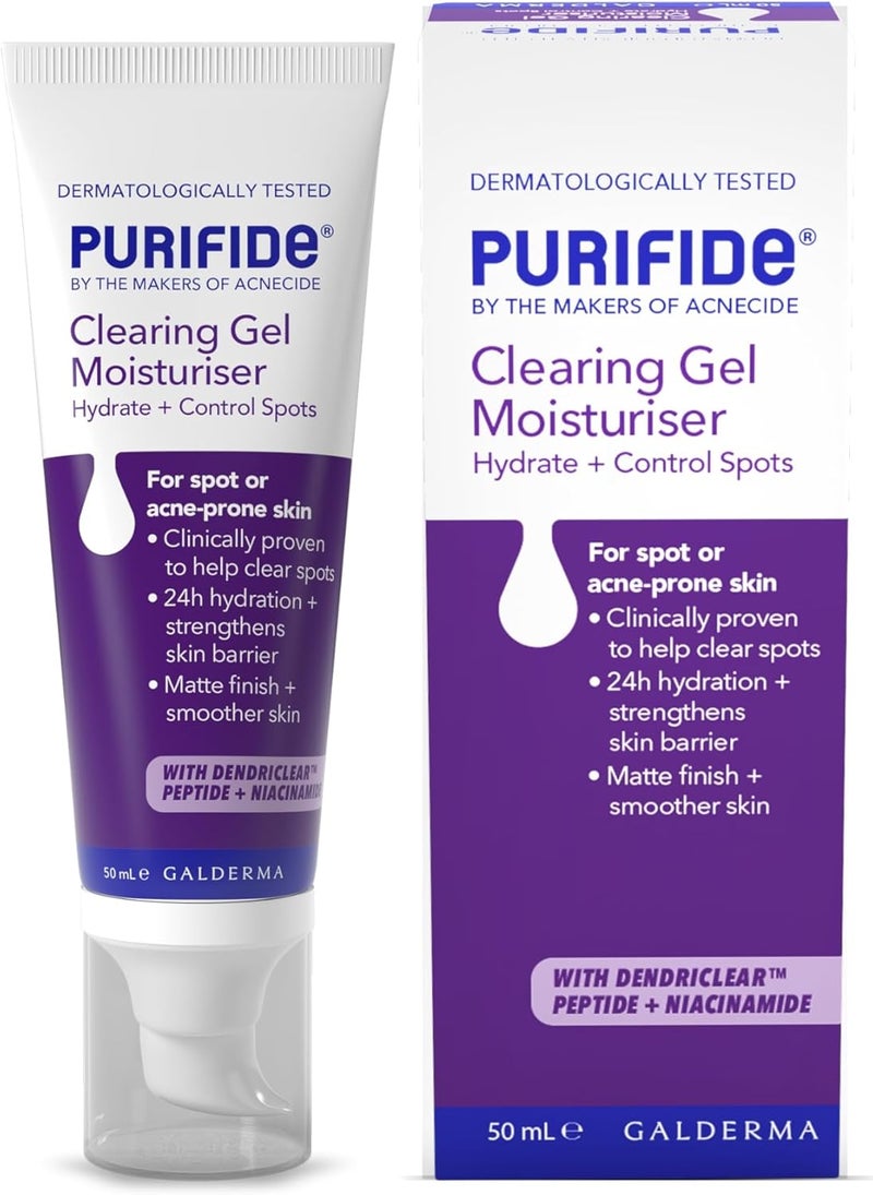 Purifide by Acnecide Spot Clearing Gel Face Moisturiser Spot Treatment with Peptides Niacinamide 50ml