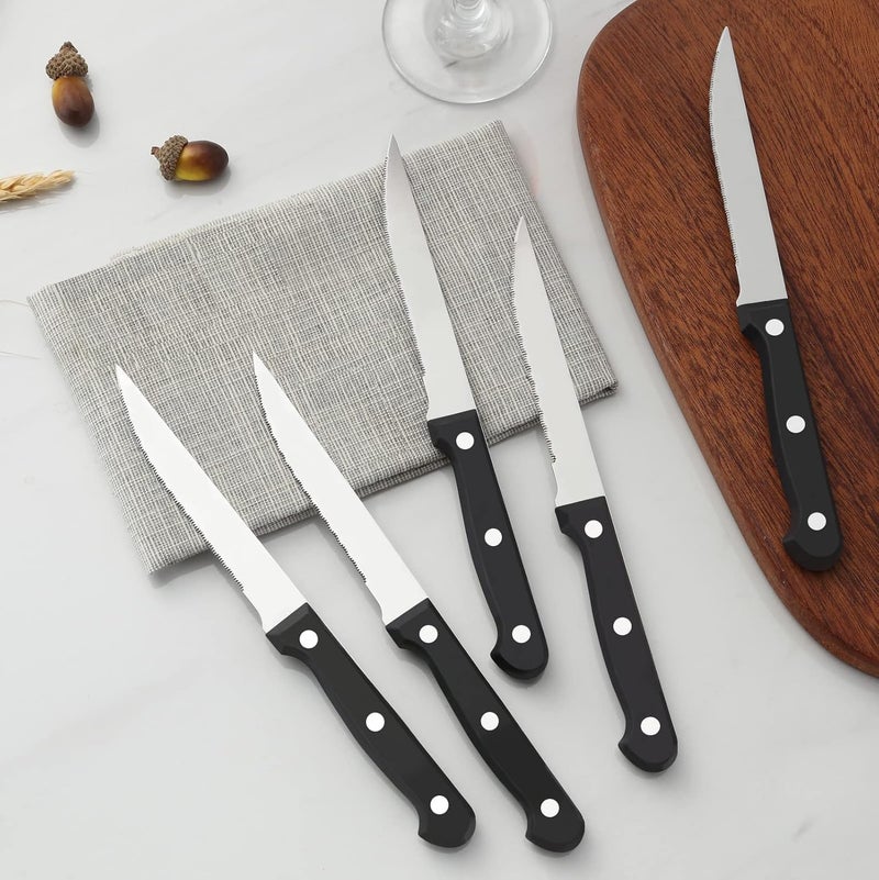 BEWOS Steak Knives Set of 16 - Triple Rivet Steak Knife, Serrated Steak Knives, Stainless Steel Serrated Blades (4.5”), Sharp Knifes, Dinner Knives, Dishwasher Safe, Knives Set for Home, Restaurant - Image 5