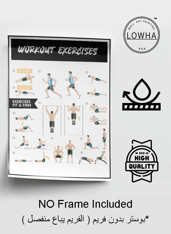 LOWHA Poster Painting Art With Four Separate Pieces Of Double-Sided Stickers Workout Exercises For Home Bedroom Living Room And Office Decor - Image 3