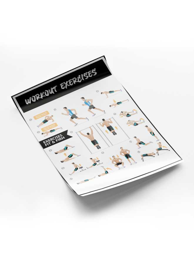 LOWHA Poster Painting Art With Four Separate Pieces Of Double-Sided Stickers Workout Exercises For Home Bedroom Living Room And Office Decor - Image 1