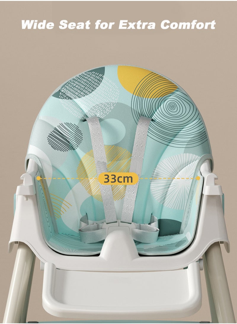 ACPLAY Convertible Baby High Chair with Adjustable Footrest, Removable Double Tray, 5-Point Safety Harness & 360° Lockable Wheels  - Image 2