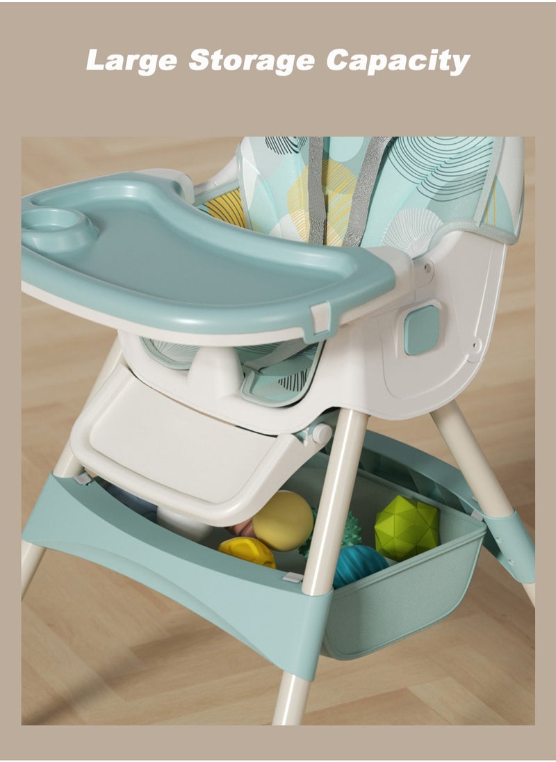 ACPLAY Convertible Baby High Chair with Adjustable Footrest, Removable Double Tray, 5-Point Safety Harness & 360° Lockable Wheels  - Image 3