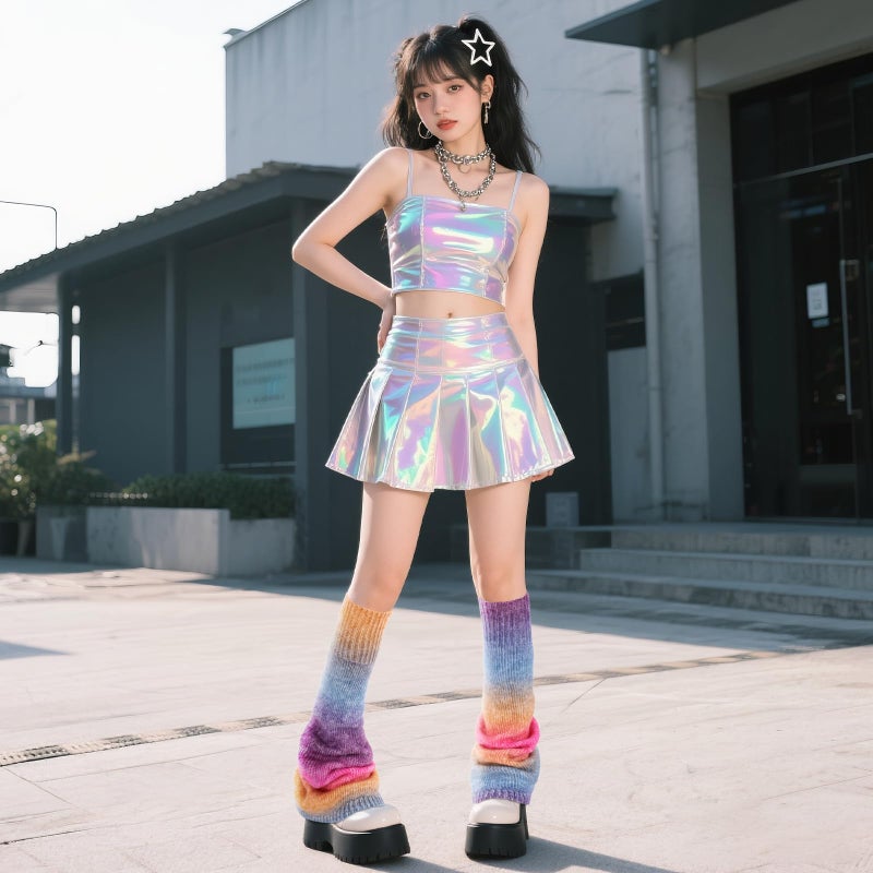 Junely Leg Warmers for Women Winter Kawaii Leg Warmer Cute Legwarmers Gradient Japanese Socks Goth Emo Lolita Gyaru Gothic Harajuku Accessories Colorful - Image 4