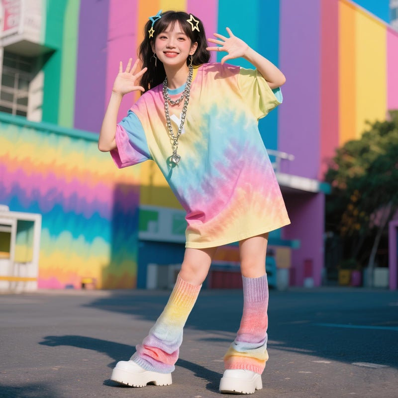 Junely Leg Warmers for Women Winter Kawaii Leg Warmer Cute Legwarmers Gradient Japanese Socks Goth Emo Lolita Gyaru Gothic Harajuku Accessories Colorful - Image 2