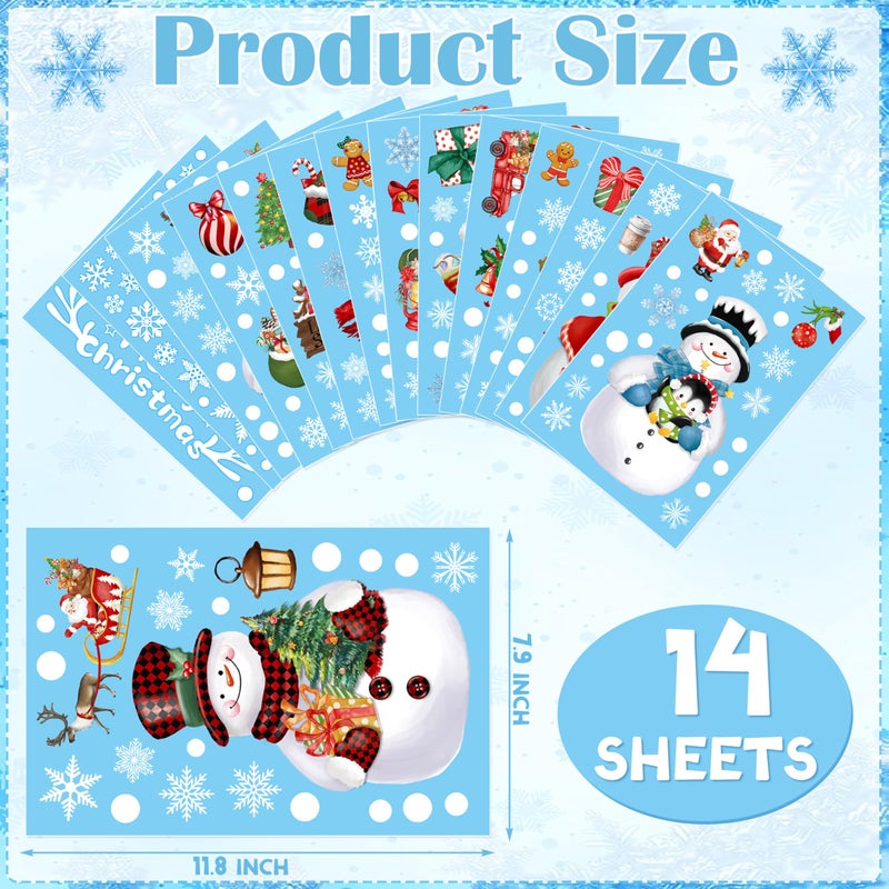 BORAMDO Christmas Window Clings 14 Sheets  Christmas Snowman Snowflake Window Decals Stickers  Removable Christmas Window Decorations for Glass Windows Xmas Holiday Home Office Decor 12 Styles - Image 2